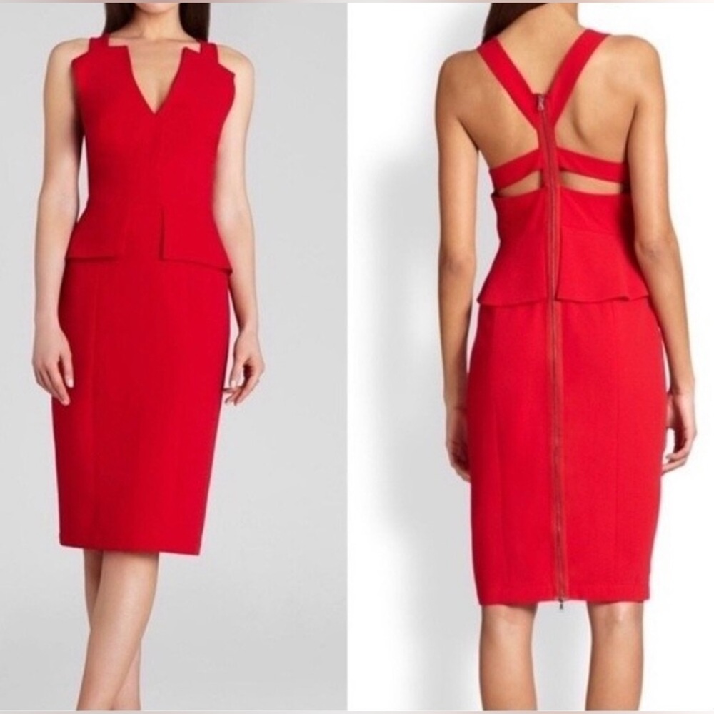 BCBGMAXAZRIA red ALENA cocktail dress zipper back detail size 10 NWT RARE!
